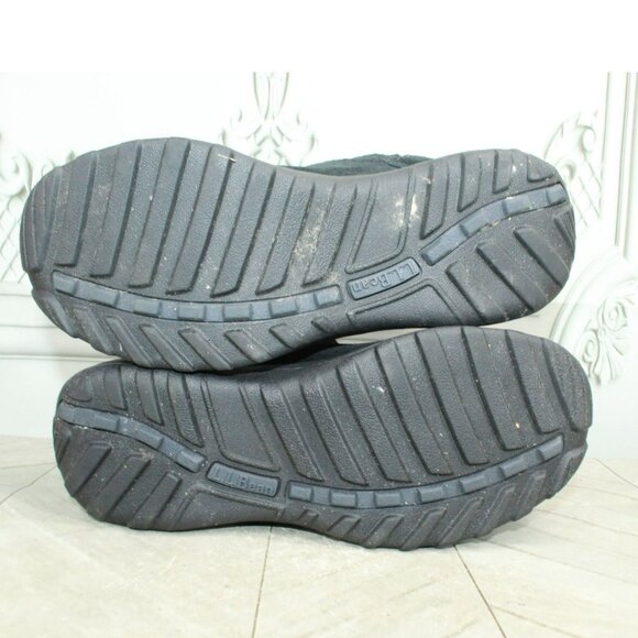 LL Bean Black Suede Pull On Side Zip Insulated Mid Calf Winter Boots Size 7 M - Picture 8 of 9